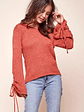 Cairo Knitted Long Tie Sleeved Top Rust - thumbnail 1