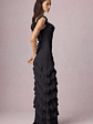 Asymmetric Ruffled Lace-Up Gown in Black - thumbnail 5