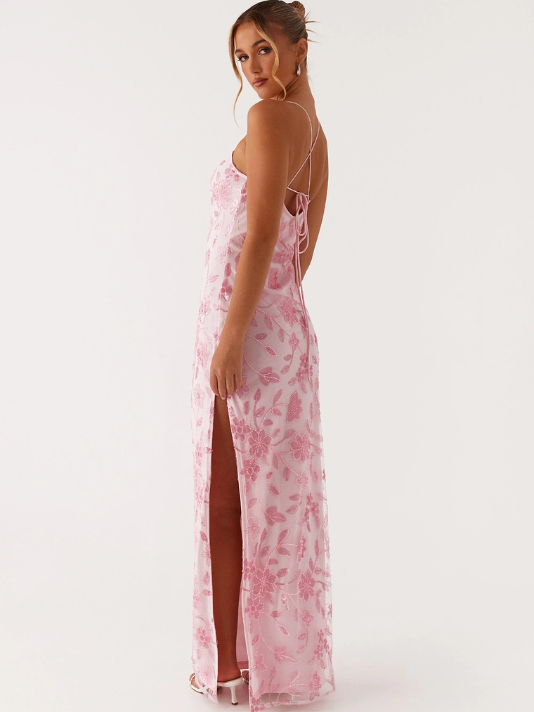 Bright Lights Beaded Maxi Dress - Pink 5
