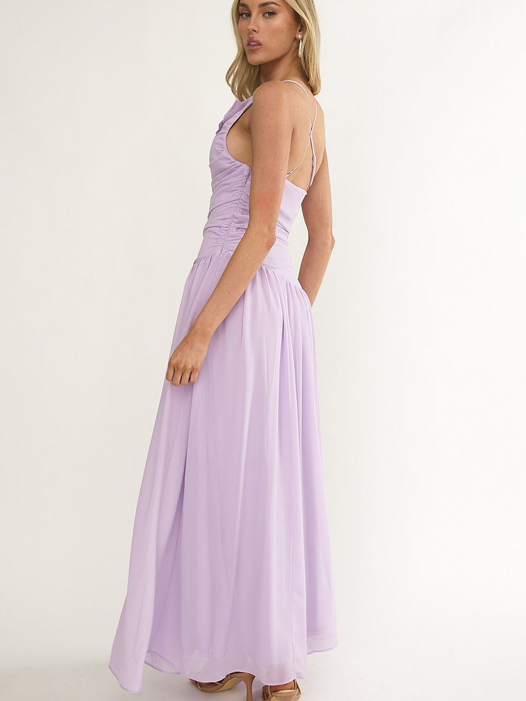 Brighten Drop Waist Flower Accent Maxi Dress Lilac 2