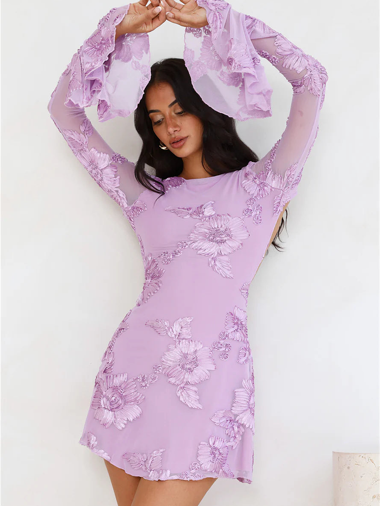 Bright Breezy Long Sleeve Mesh Mini Dress 13