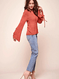Cairo Knitted Long Tie Sleeved Top Rust - thumbnail 3