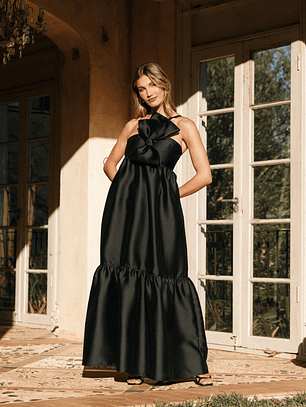 Betina Bow Front Maxi Dress - Black