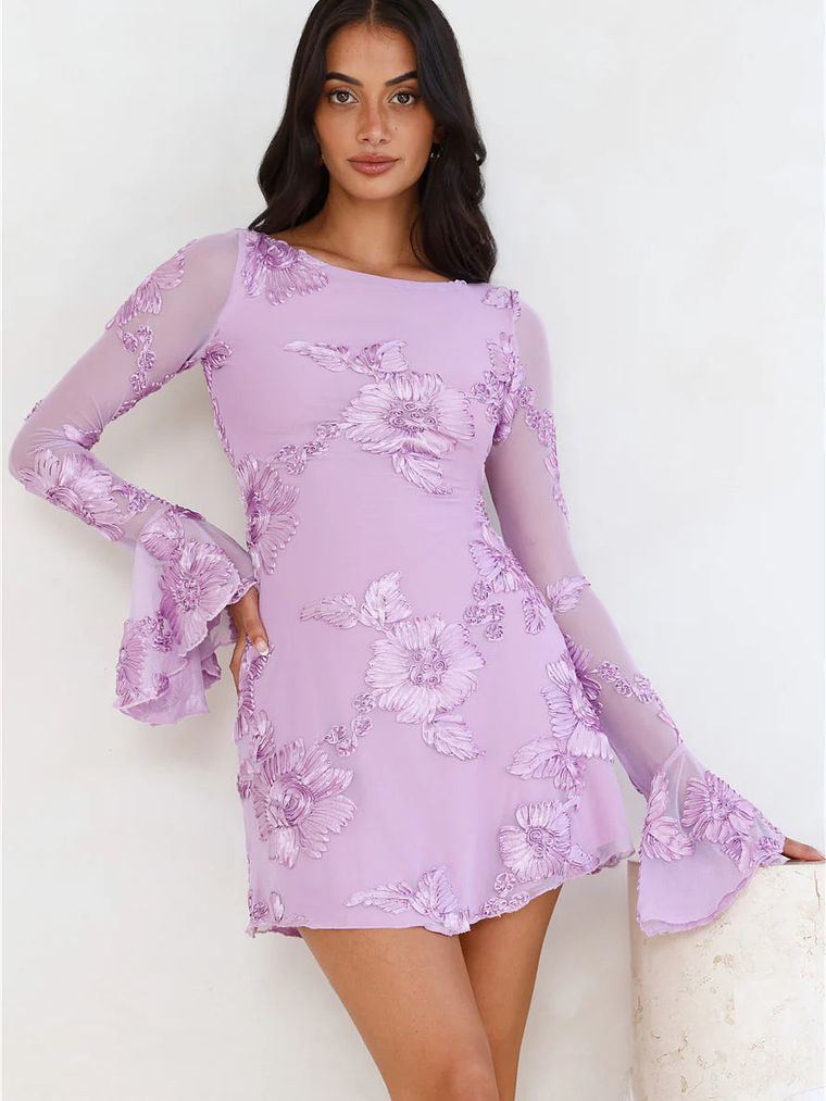 Bright Breezy Long Sleeve Mesh Mini Dress 14