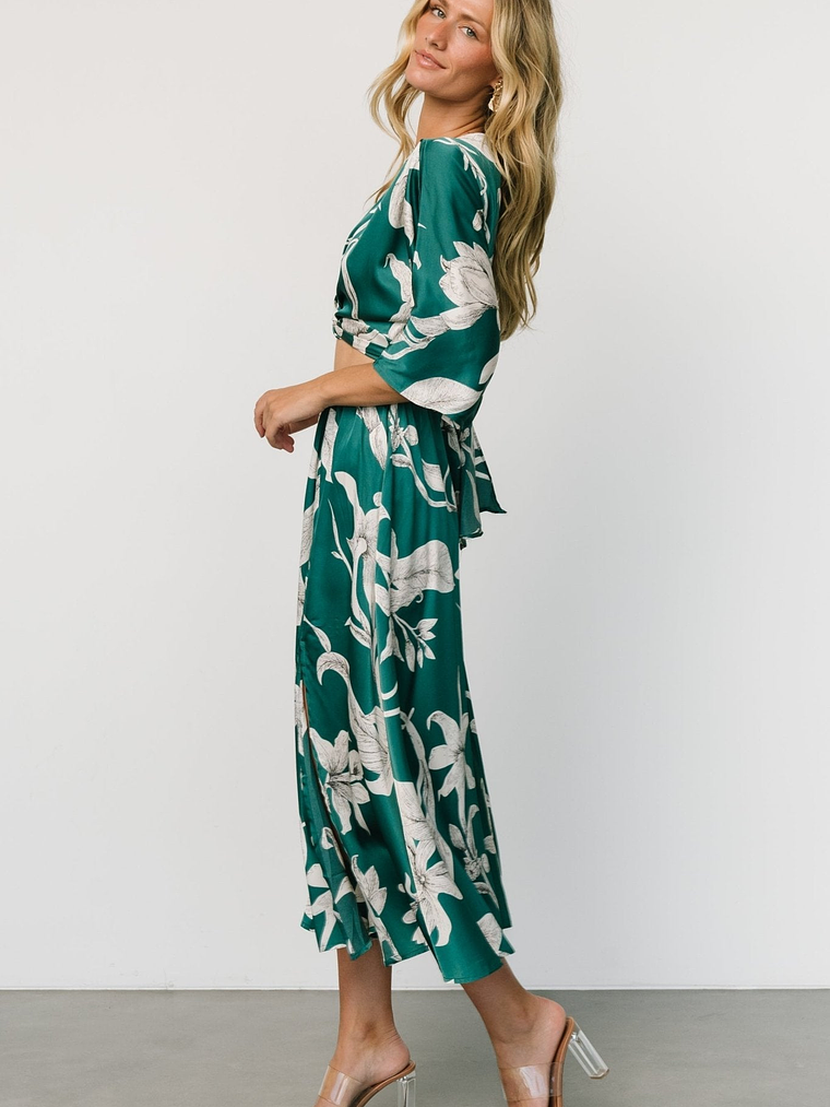Avryll Front Tie Dress | Green 3