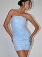 Calen Ruched Sequin Mini Dress Blue - thumbnail 1