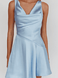 Brigid Cowl Neck Scoop Back Mini Dress Blue - thumbnail 3