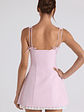 Bow-Detail Pleated A-Line Mini Dress in Soft Pink - thumbnail 4