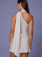 Asymmetric Scarf-Detail Mini Dress in White - thumbnail 4