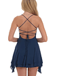Asymmetrical Side Flare Dress in Navy - thumbnail 2