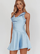 Brigid Cowl Neck Scoop Back Mini Dress Blue - thumbnail 5