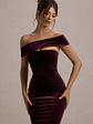 Candela | Port Velvet Asymmetric Bardot Maxi Dress - thumbnail 3