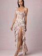 Asymmetric Ruffled Lace-Up Gown in Primrose Floral Print - thumbnail 7