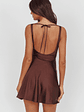 Brigid Cowl Neck Scoop Back Mini Dress Chocolate - thumbnail 2