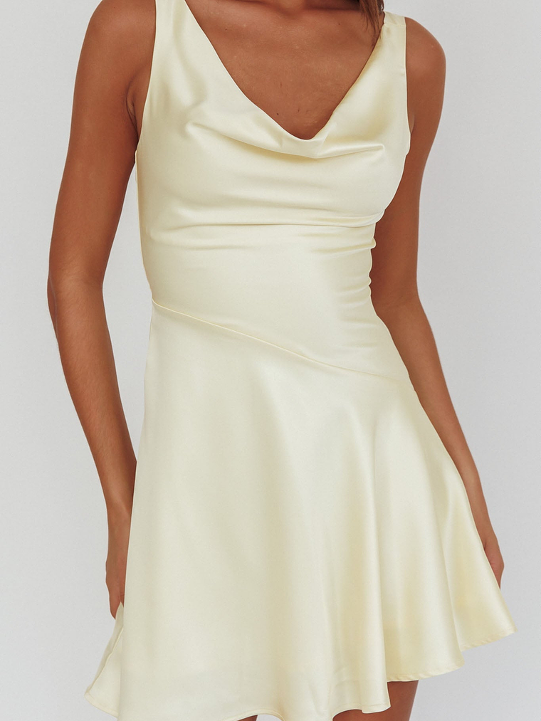 Brigid Cowl Neck Scoop Back Mini Dress Butter 3