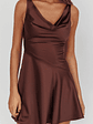 Brigid Cowl Neck Scoop Back Mini Dress Chocolate - thumbnail 3