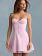 Bow-Detail Scalloped A-Line Mini Dress in Soft Pink - thumbnail 1