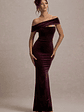 Candela | Port Velvet Asymmetric Bardot Maxi Dress - thumbnail 5
