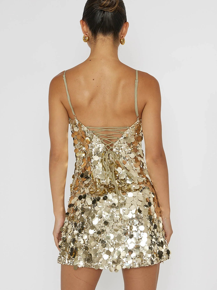 Axel Sequin Mini Dress Gold 4