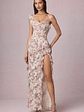 Asymmetric Ruffled Lace-Up Gown in Primrose Floral Print - thumbnail 9