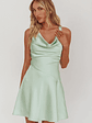 Brigid Cowl Neck Scoop Back Mini Dress Mint - thumbnail 1