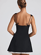 Bow-Detail Pleated A-Line Mini Dress in Black - thumbnail 13