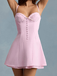 Bow-Detail Scalloped A-Line Mini Dress in Soft Pink - thumbnail 4