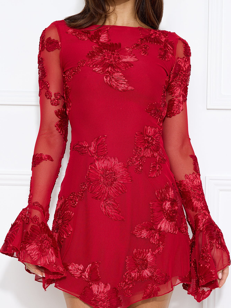 Bright Breezy Long Sleeve Mesh Mini Dress 30