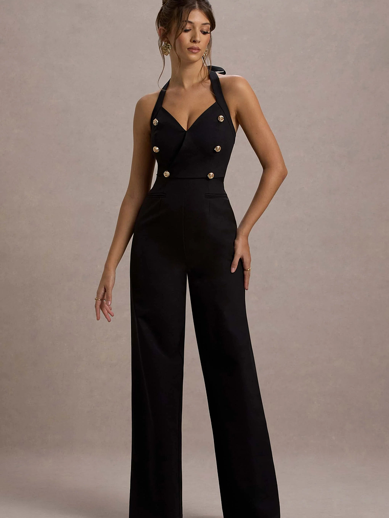 Banks | Black Tailored Halter-Neck Straight-Leg Jumpsuit 1