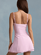 Bow-Detail Scalloped A-Line Mini Dress in Soft Pink - thumbnail 5