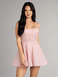 Athena Glitter Corset Lace-Up Skater Dress - thumbnail 1