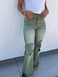 Blakeley Distressed Jeans In Olive and Camel - thumbnail 1