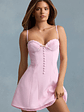 Bow-Detail Scalloped A-Line Mini Dress in Soft Pink - thumbnail 6