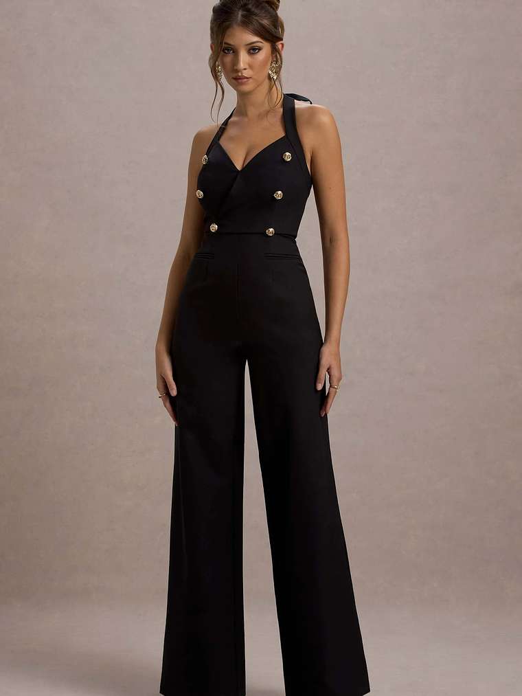 Banks | Black Tailored Halter-Neck Straight-Leg Jumpsuit 4