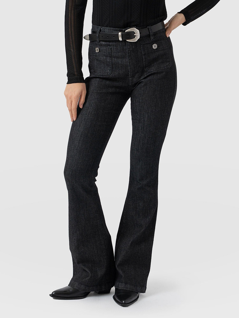 Bowie Stretch Flare Jeans - Black 3