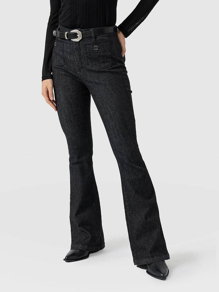 Bowie Stretch Flare Jeans - Black 4
