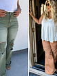 Blakeley Distressed Jeans In Olive and Camel - thumbnail 4