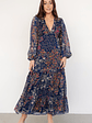 Bowman Deep V Maxi Dress | Dark Blue Multi - thumbnail 1