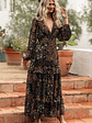 Bowman Deep V Maxi Dress | Black Multi - thumbnail 5