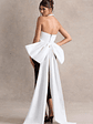 Blanca | Black & White Halter-Neck Cut-Out Midi Dress With Oversized Bow - thumbnail 2