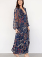 Bowman Deep V Maxi Dress | Dark Blue Multi - thumbnail 3