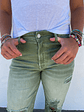 Blakeley Distressed Jeans In Olive and Camel - thumbnail 8