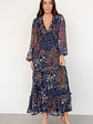 Bowman Deep V Maxi Dress | Dark Blue Multi - thumbnail 4