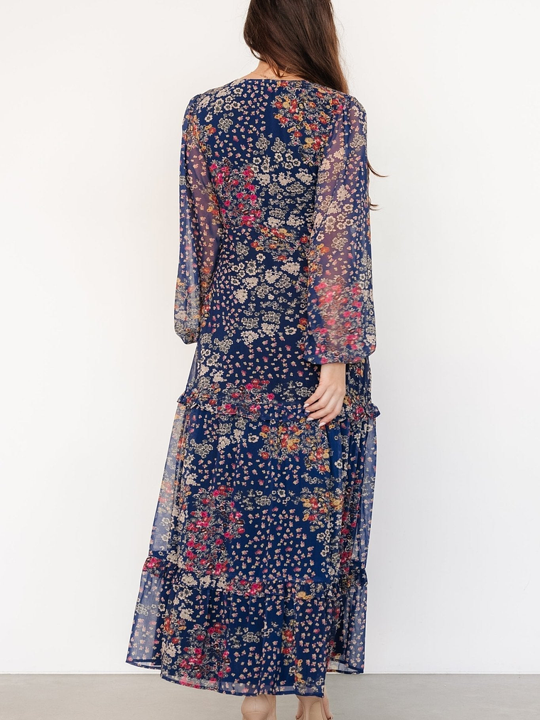 Bowman Deep V Maxi Dress | Dark Blue Multi 5