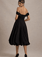 Calliopia | Black Bow Bardot Midi Dress With Puff-Ball Skirt - thumbnail 2