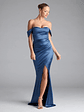 Belinda Off-The-Shoulder Slit Satin Formal Dress - thumbnail 1