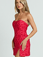 Brailey Mini Dress - Strapless Dress in Red Jacquard - thumbnail 4