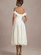 Calliopia | Cream Bow Bardot Midi Dress With Puff-Ball Skirt - thumbnail 2