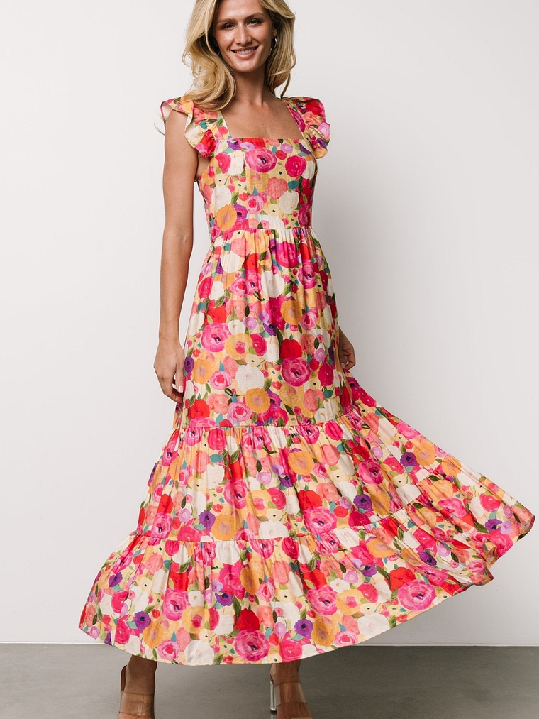 Ayla Tiered Maxi Dress | Pink Multi Floral 2