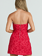Brailey Mini Dress - Strapless Dress in Red Jacquard - thumbnail 6